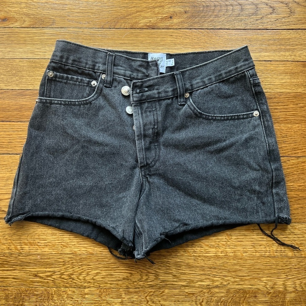 Princess Polly Black Distressed Jean Shorts